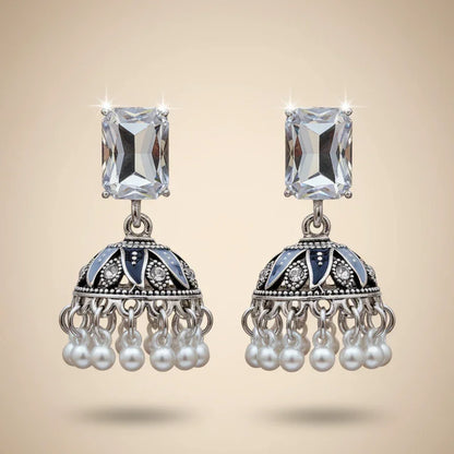Vintage Silver & Pearl Jhumka Earrings – - SUNEHRI STORE