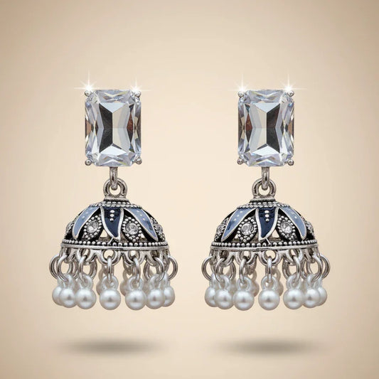 Vintage Silver & Pearl Jhumka Earrings – - SUNEHRI STORE