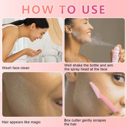 Hair Identifier Spray + 4-Razor Kit – Flawless Dermaplaning & Glow Reveal