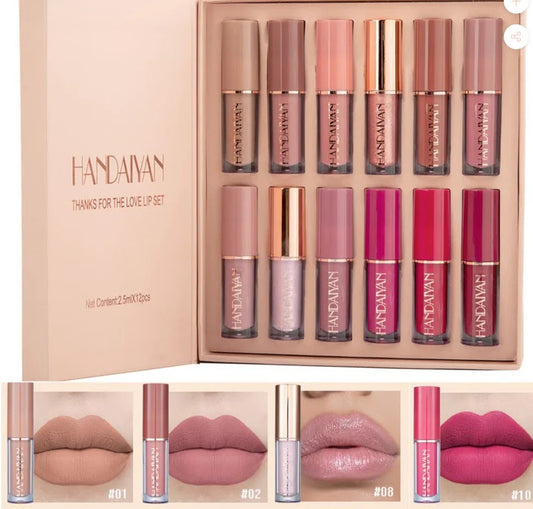 12 Colors Handaiyan Matte Liquid Lipstick Set